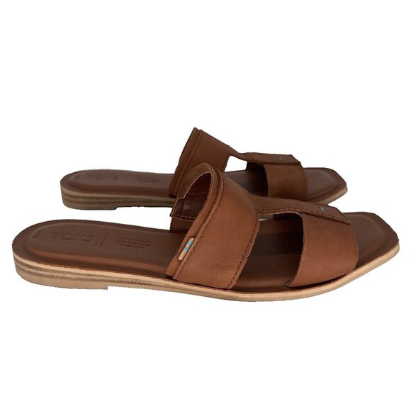TOMS Seacliff Sandals Tan Veg Leather Ortholite Comfort Foam womans Size 8.5 - Picture 5 of 12